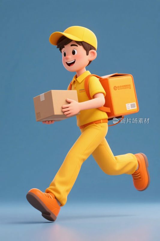 卡通快递员送包裹