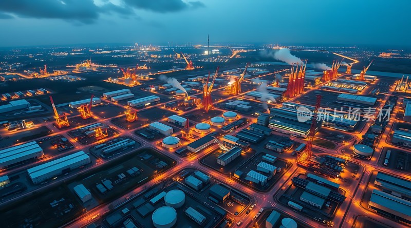 夜晚工业区的灯火辉煌