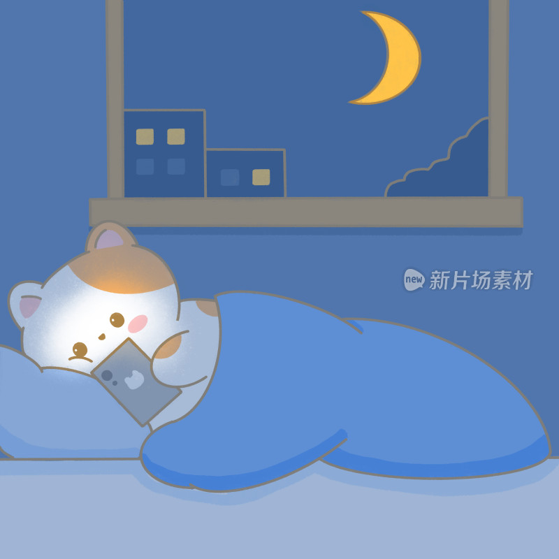 熬夜玩手机的小猫