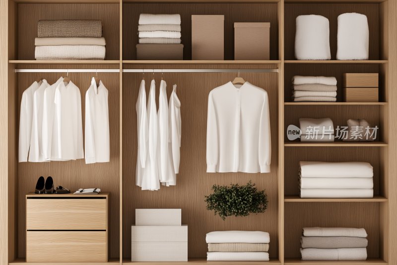 整洁衣柜收纳场景展示