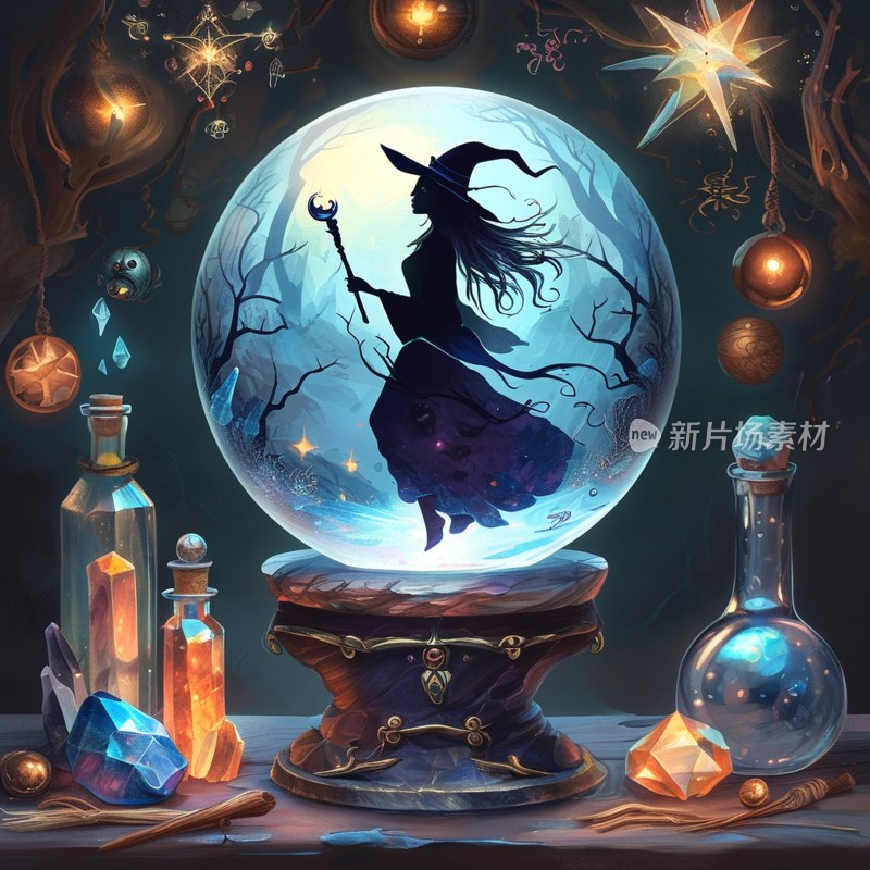 水晶球巫师剪影