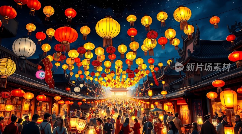 夜幕下的古街灯会