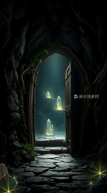 神秘洞穴中的水晶光芒