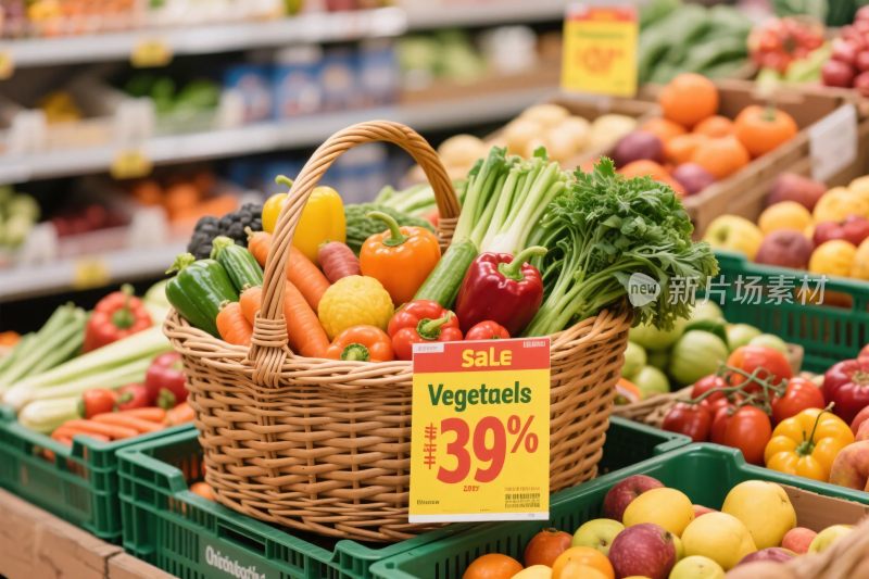 超市果蔬篮促销图