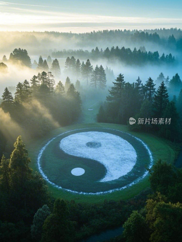 山林间的阴阳太极图