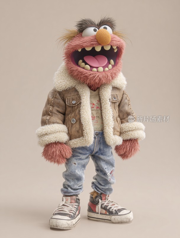 穿着时尚的毛绒玩偶角色