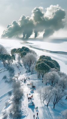 雪山下的小镇