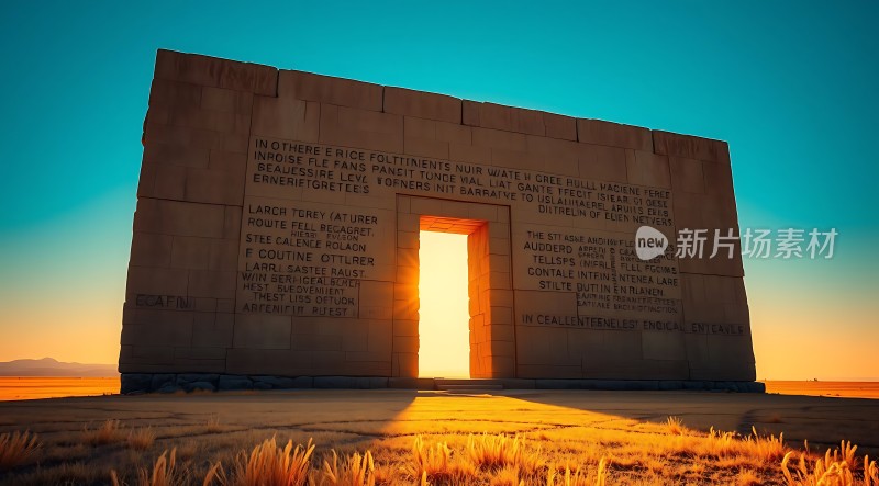 太阳门神秘石碑与金色阳光