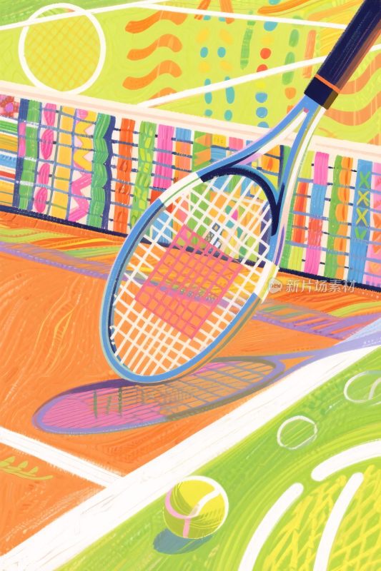网球插画场景