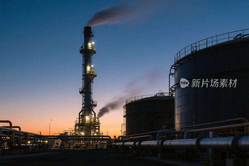 黄昏下的石油化工设施