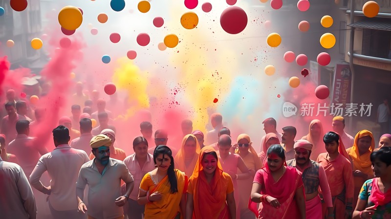 彩色粉末节上的欢乐庆典