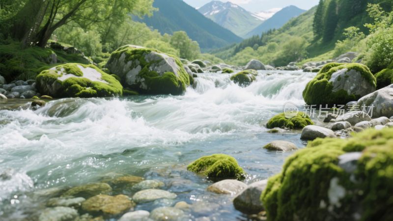 山间流淌的清澈溪流