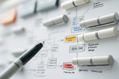 桌上笔与手绘思维导图画面 桌上笔与手绘思维导图画面