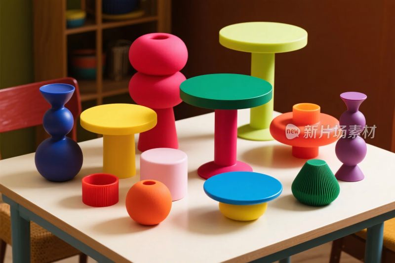 多彩几何摆件场景