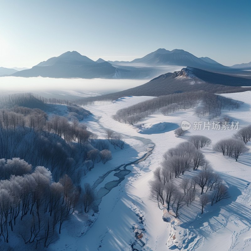 长白山雪景航拍