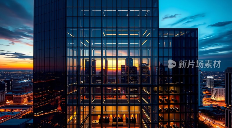 摩天大楼夜幕下的璀璨光芒