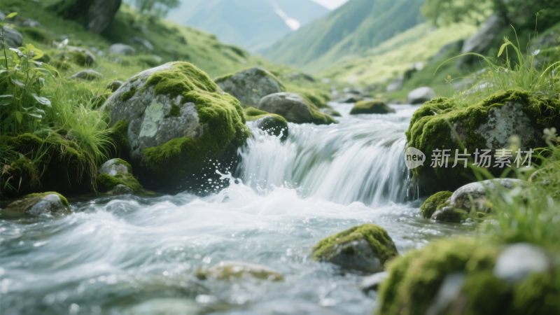 山间流淌的清澈溪流