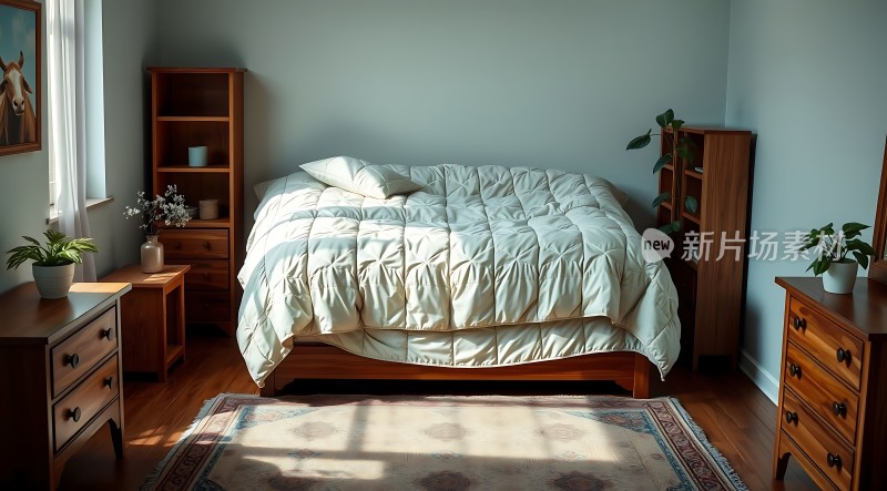 阳光卧室宁静温馨绿植点缀舒适生活