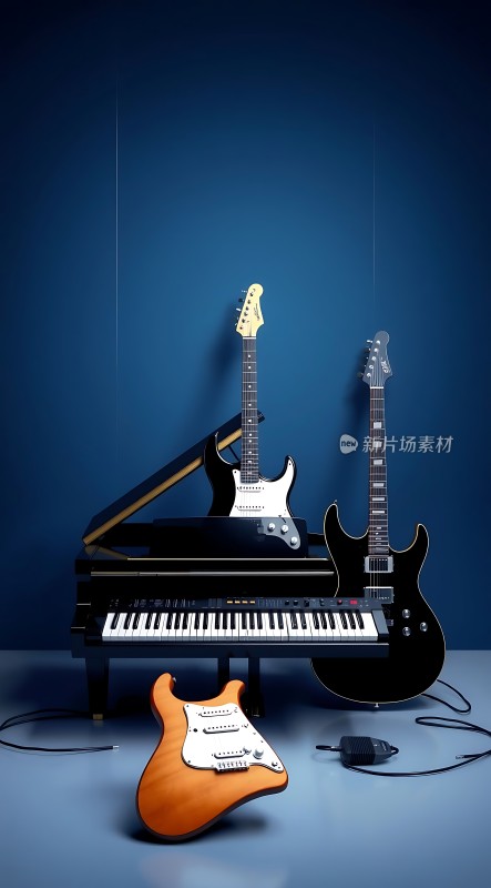 乐器交响曲钢琴与吉他共舞