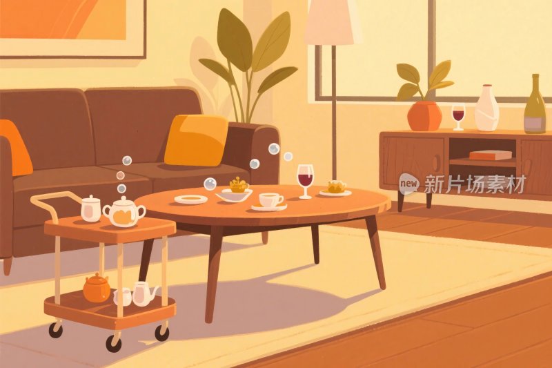 温馨室内插画场景