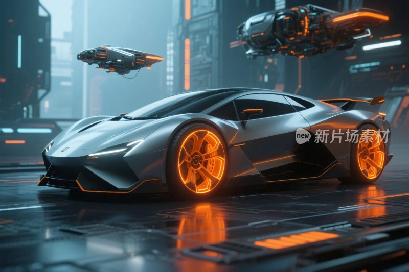 未来科幻跑车与飞行器