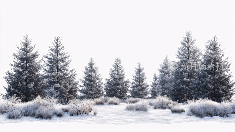 冬季森林草原积雪