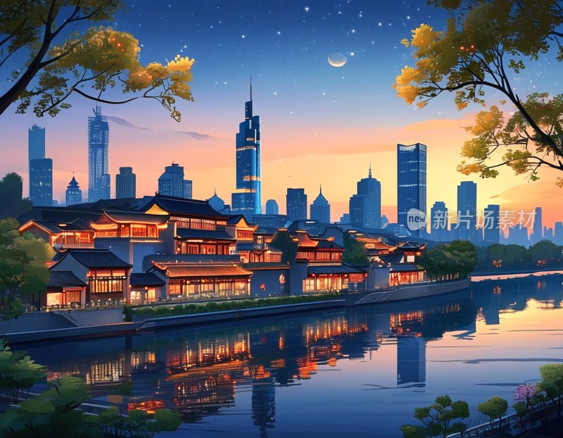南京夜景摩天楼
