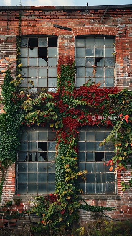 红砖绿藤交织的老建筑
