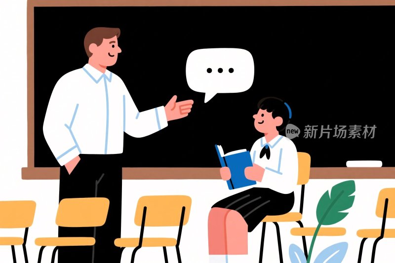 校园课堂互动插画