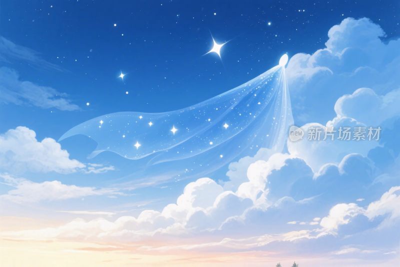 梦幻星空云彩光带插画
