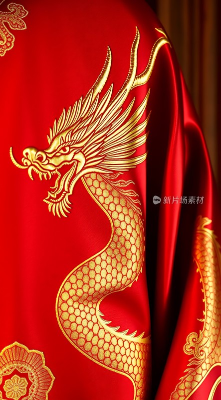 红色龙纹锦缎