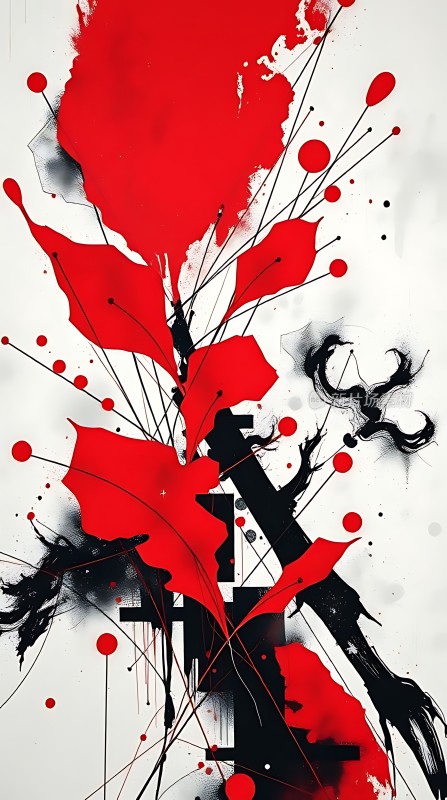 红色抽象艺术作品