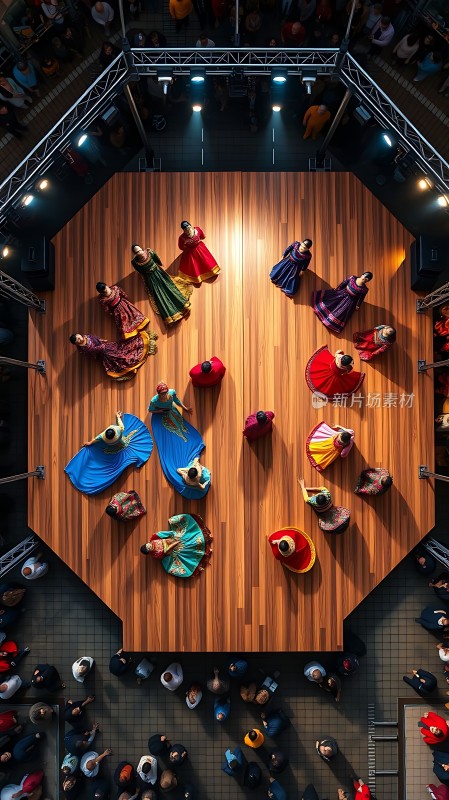 舞台上的彩色舞者与观众