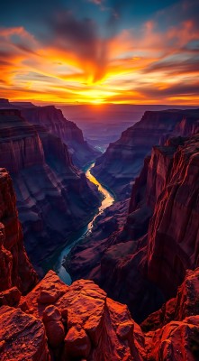 峡谷日落壮丽河景 峡谷日落壮丽河景