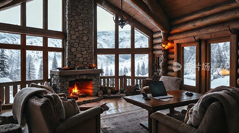 冬日暖炉温馨小屋