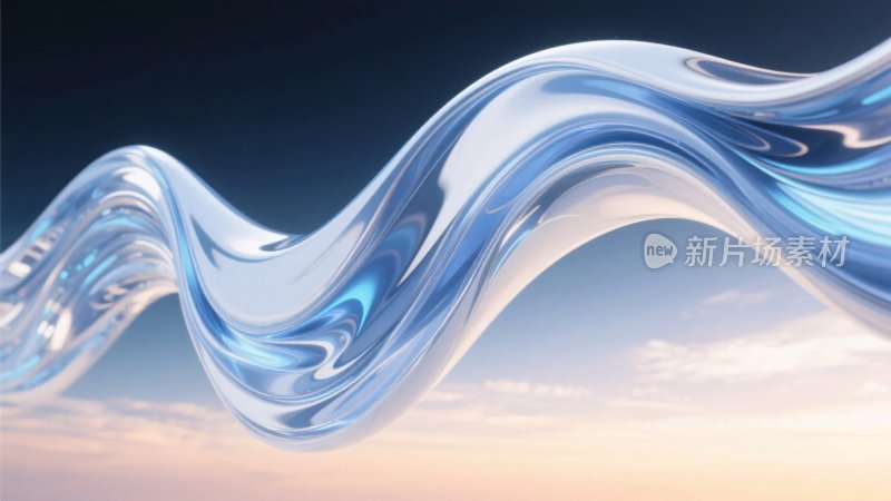 蓝色流体波浪艺术画面