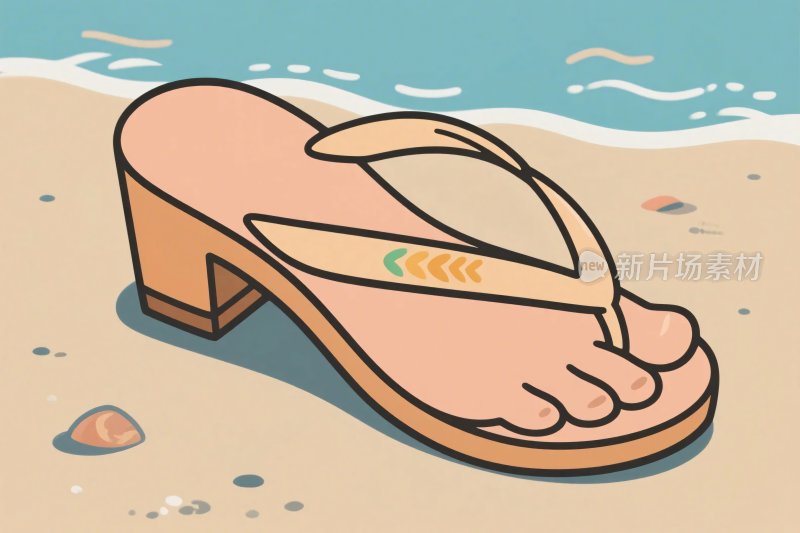 沙滩拖鞋插画