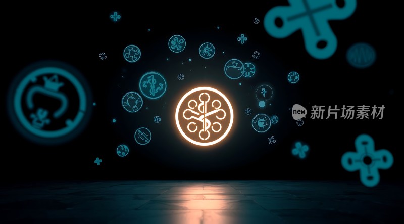 新片场素材科技感图标环绕