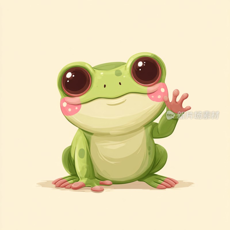 可爱招手小青蛙插画
