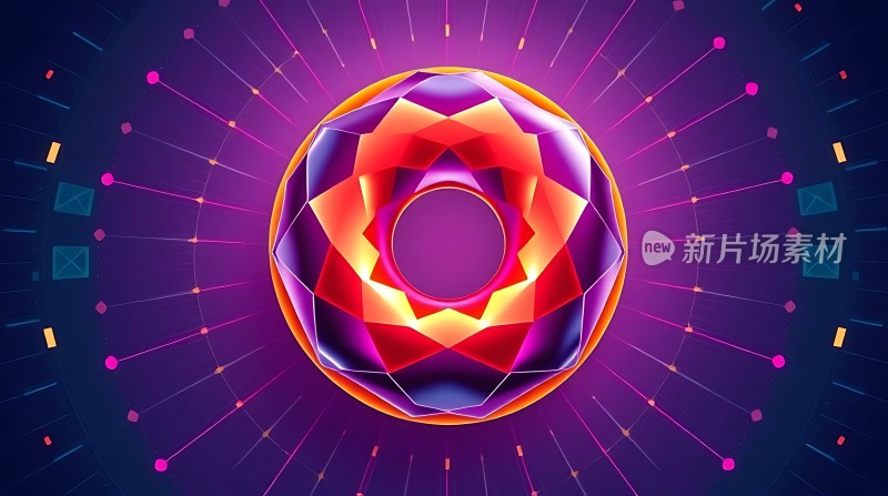 新片场素材炫彩几何球体