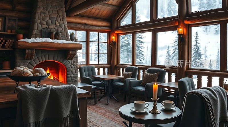 冬日暖炉旁的温馨小屋