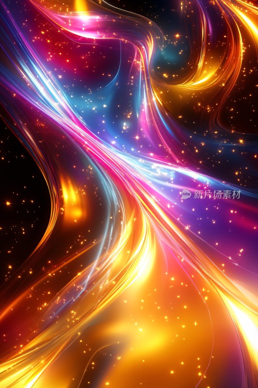 炫彩流动光线插画