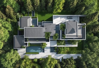 现代豪宅鸟瞰图 现代豪宅鸟瞰图