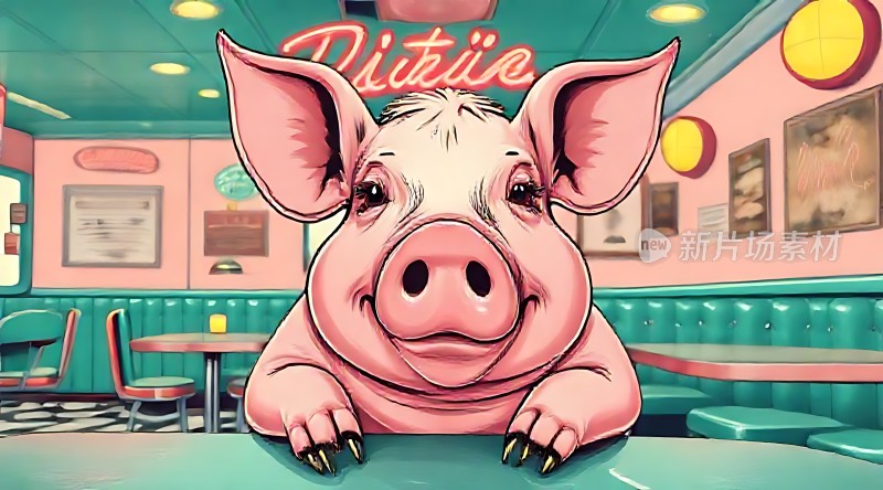 小猪餐厅探出头