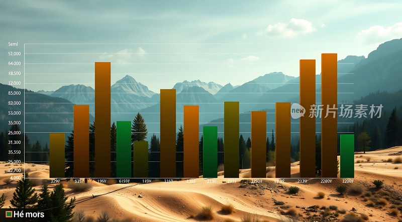 新片场素材数据图表与自然风光的结合