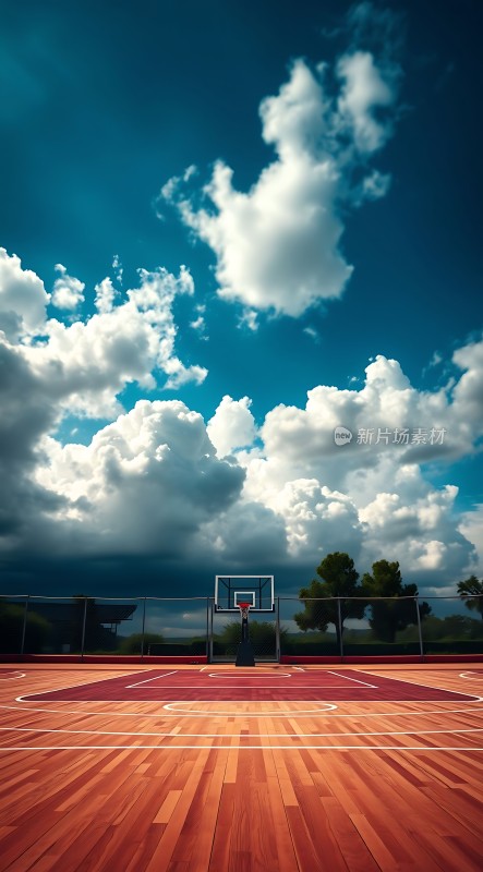 篮球场上的蓝天白云