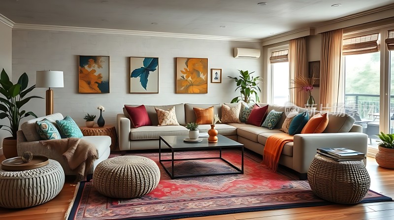 现代客厅温馨雅致色彩丰富布置精美