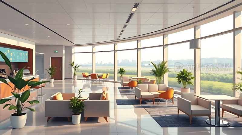 现代简约风格大厅宽敞明亮绿植点缀舒适宜人