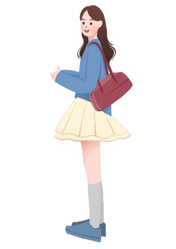 文艺女孩穿搭服装站姿清新插画免扣元素