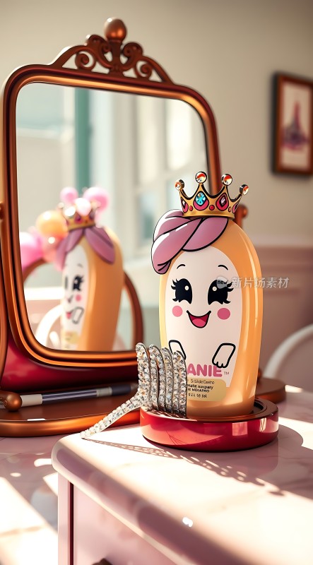 可爱公主化妆品闪耀皇冠与精致首饰